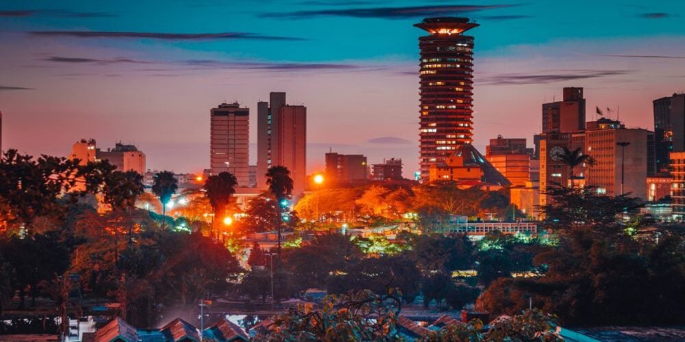 Kilimani neighborhood in nairobi kenya at night