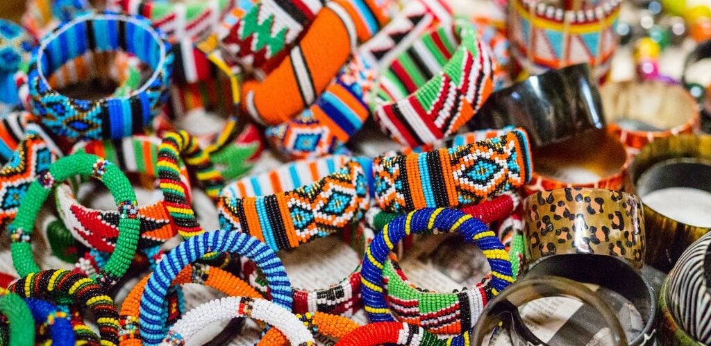 bracelets with colourful beads in kenya