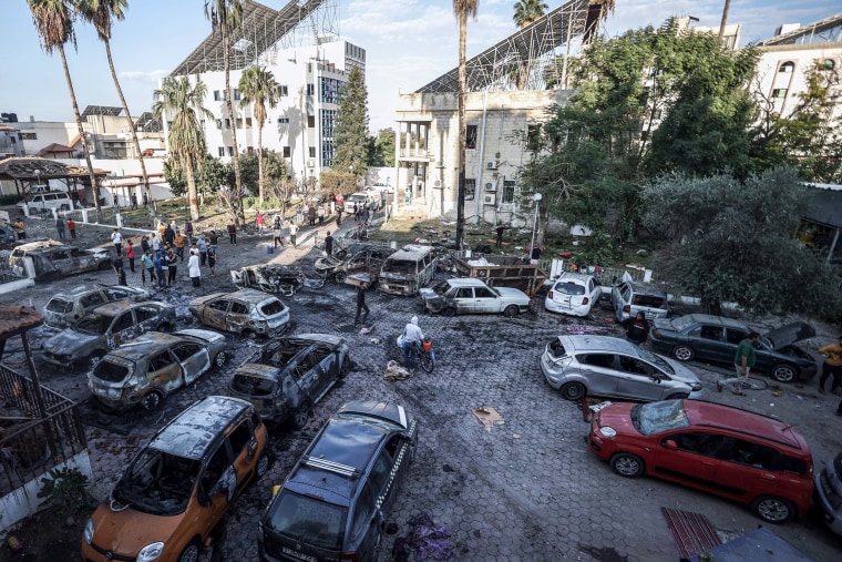 Aftermath of the strike hit Al-Ahli Baptist Hospital in Gaza