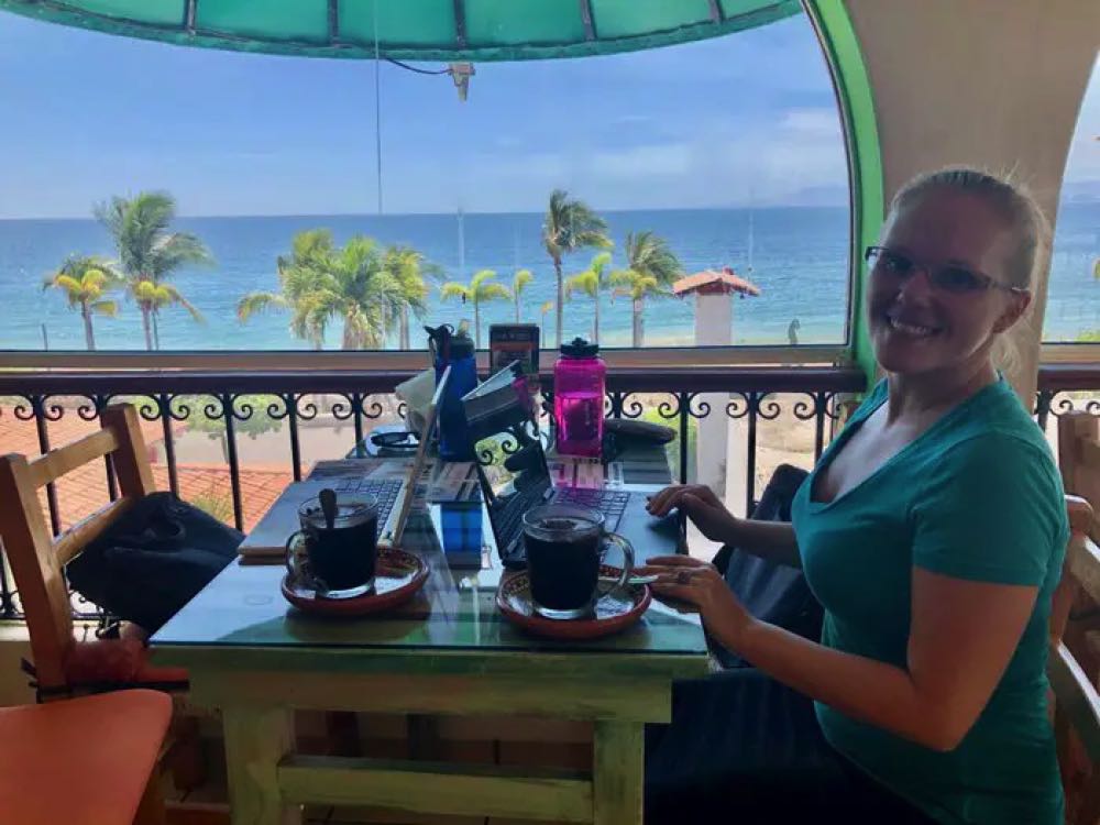 woman working remotely from puerto vallarta as a digital nomad