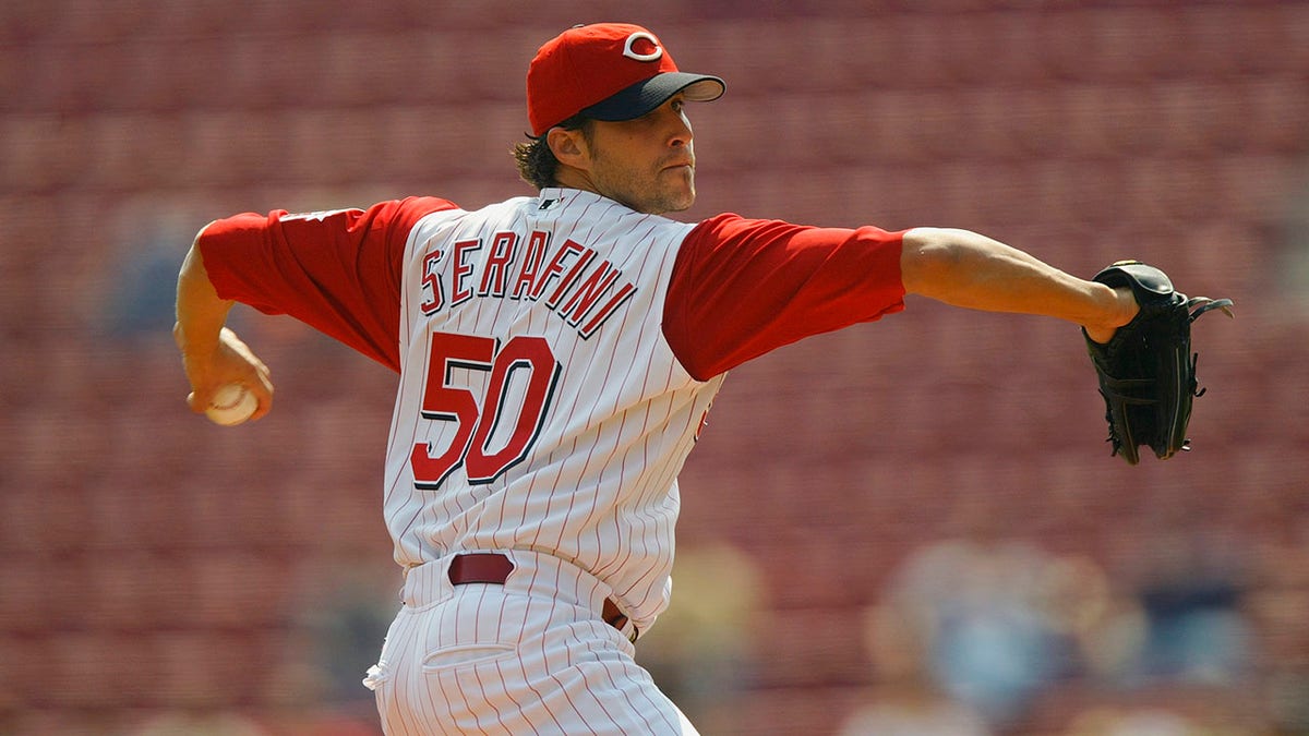 Dan Serafini throws a pitch