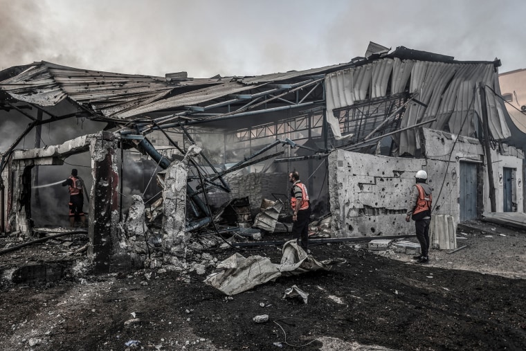 UNRWA warehouse engulfed in flames amidst Israeli bombardment