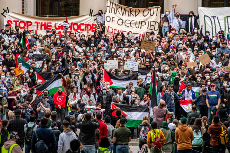 A pro-Palestinian protest at Harvard University in Cambridge, Mass.