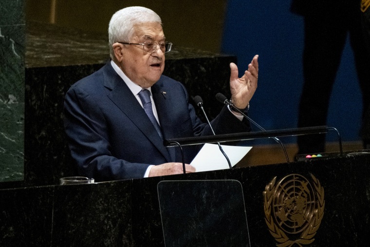 Palestinian President Mahmoud Abbas at the United Nations General Assembly in New York.