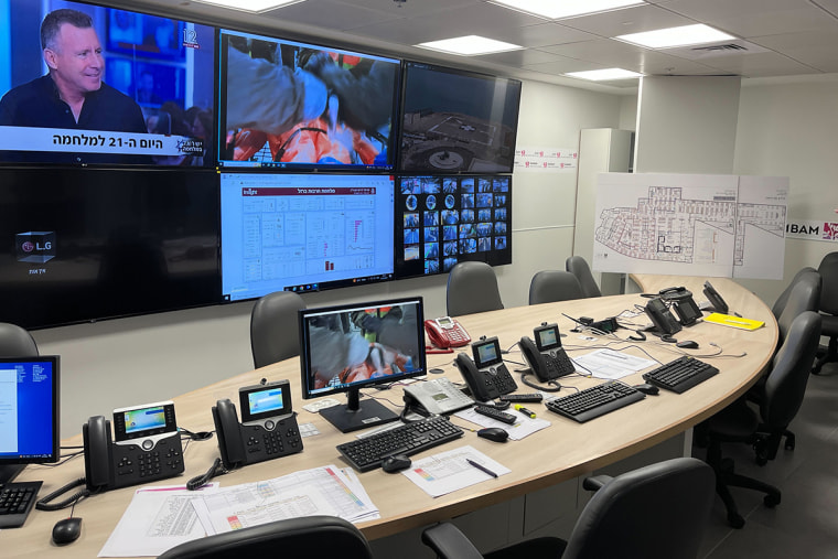 A command and control center at Ramban Hospital in Haifa, Israel.