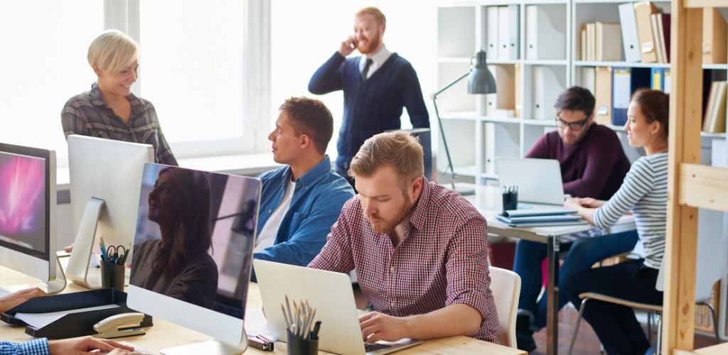 A busy happy co working space