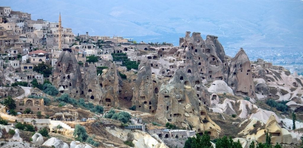 Pigeon valley in Cappadocia, stone structure cave.