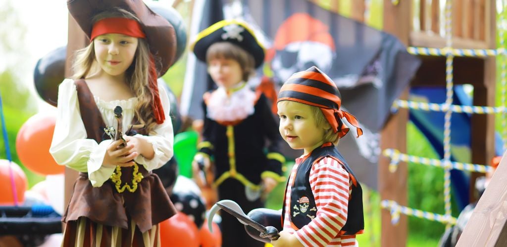 Children's Party in a Pirate Style. Children in Pirate Costumes
