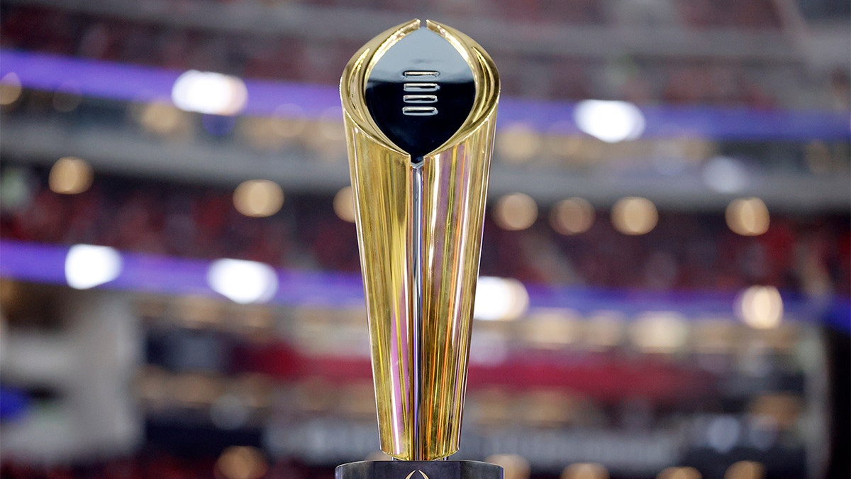 The College Football Playoff National Championship trophy