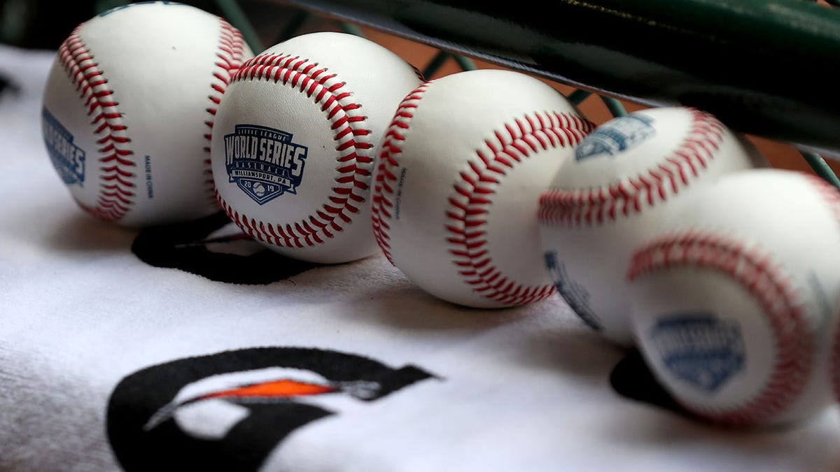 A picture of baseballs used at the Little League World Series
