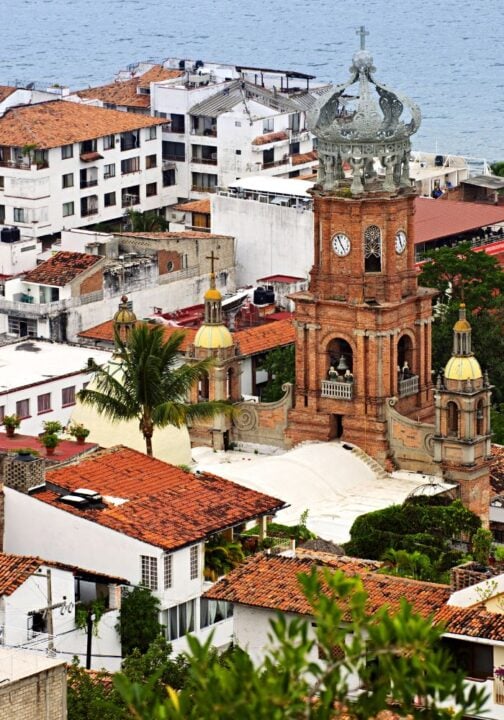 church and older homes in downtown puerto vallarta