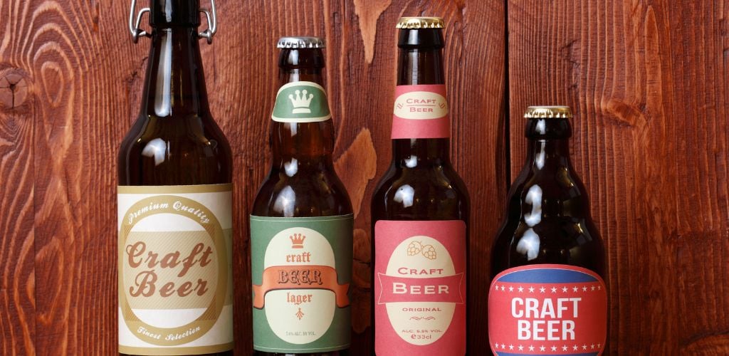 Craft Beers in different bottles. 