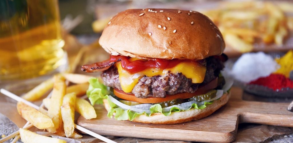 Burger With Lettuce and Cheese