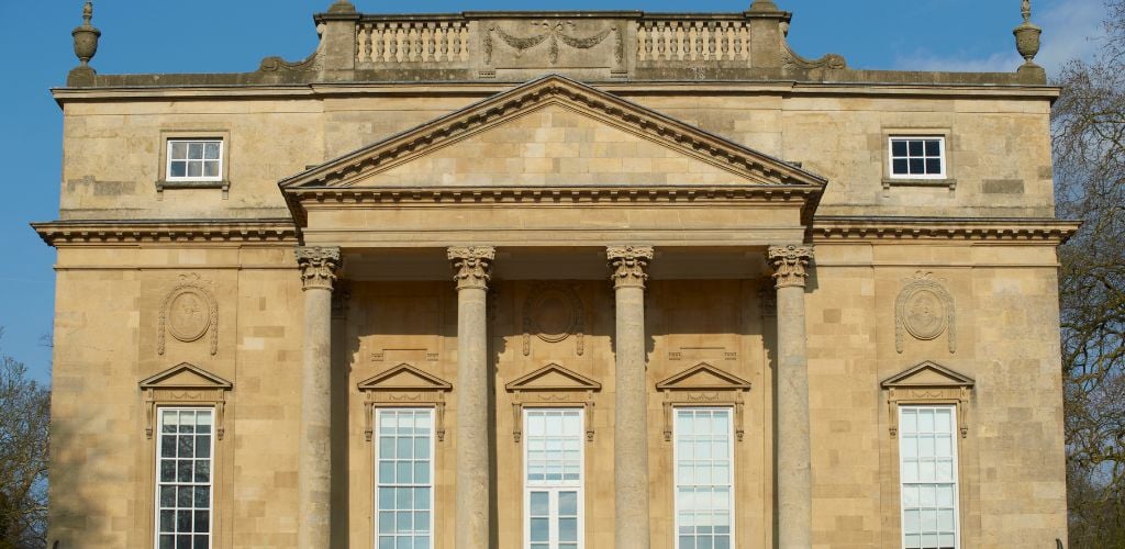 Holbourne Museum in Bath England. Historic Georgian style building with colonnaded portico. 