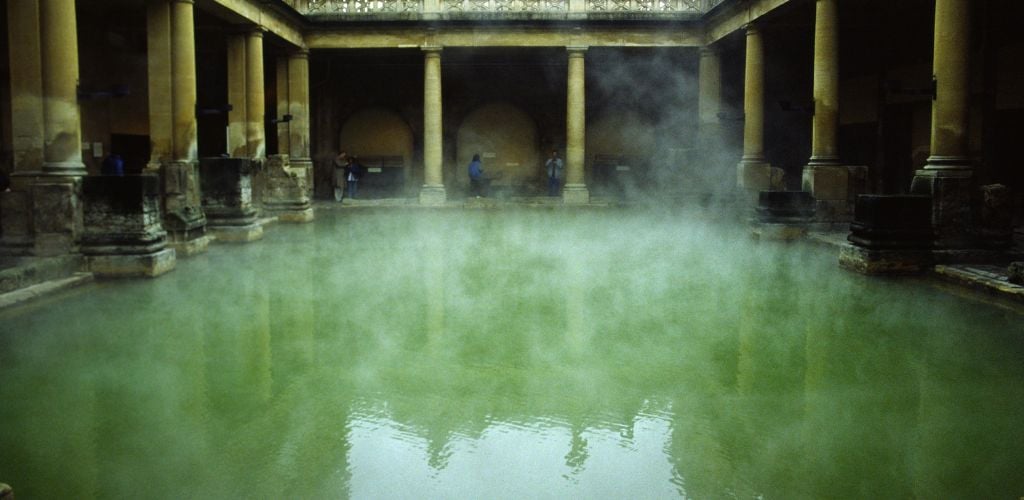Old Roman baths in the historic city of bath.