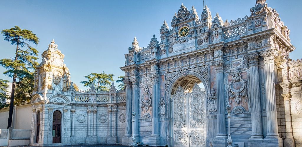 A fancy and historic gate of Dolmabahce Palace