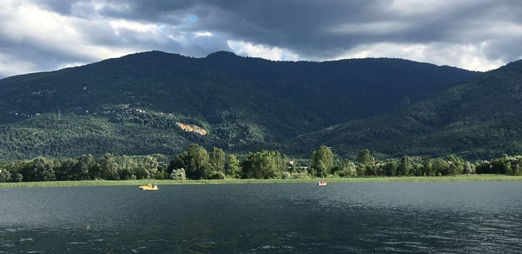 Sapanca Lake Nature Clouds Sakarya and a big green mountain in the distance. 