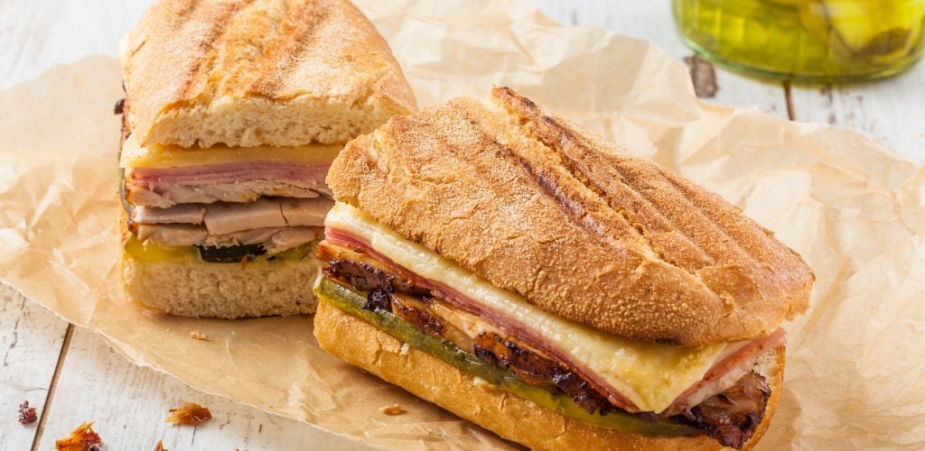 Cubanito. Traditional Cuban Sandwich with Ham, Pork, and Cheese.