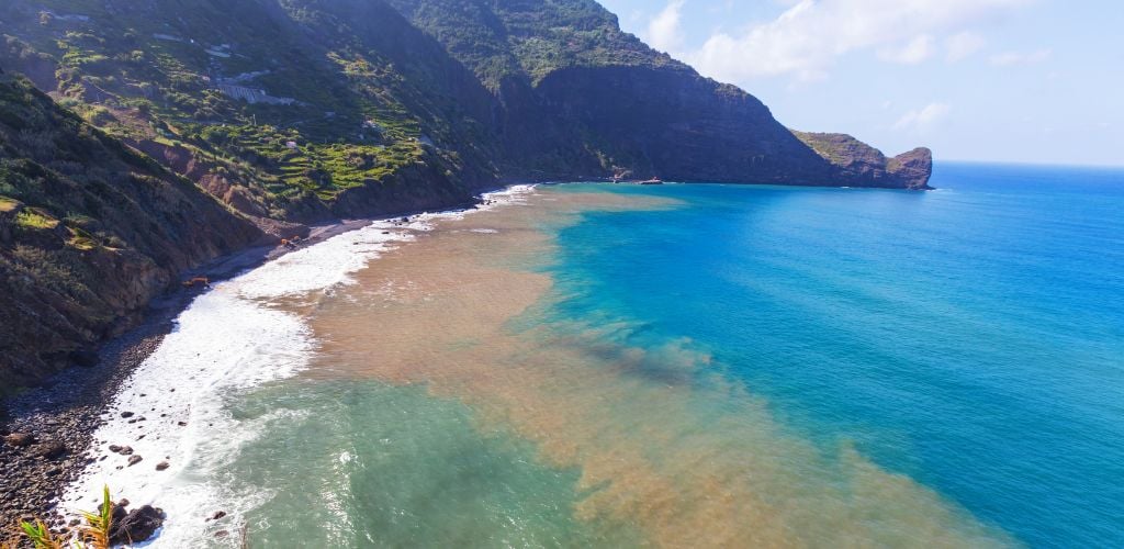 The beautiful natural landscape on the Madeira coast. 