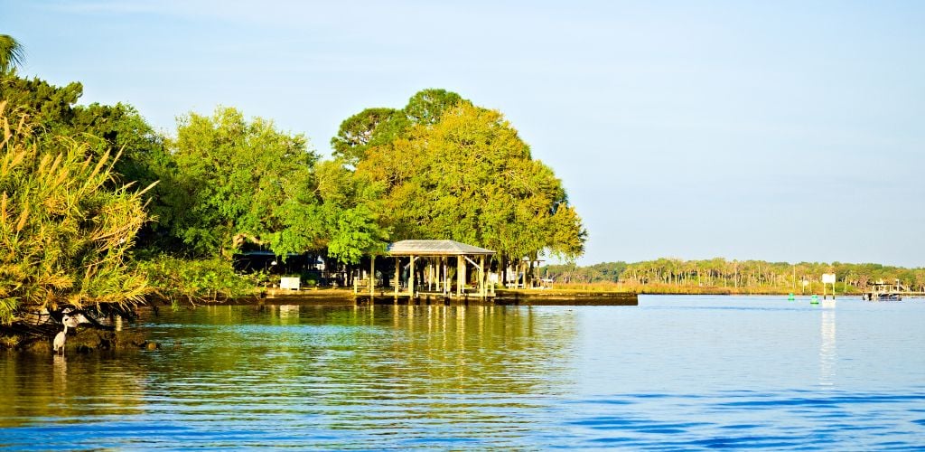 Landscape. Beautiful view by the Homosassa beach, with spring water in the front view. 