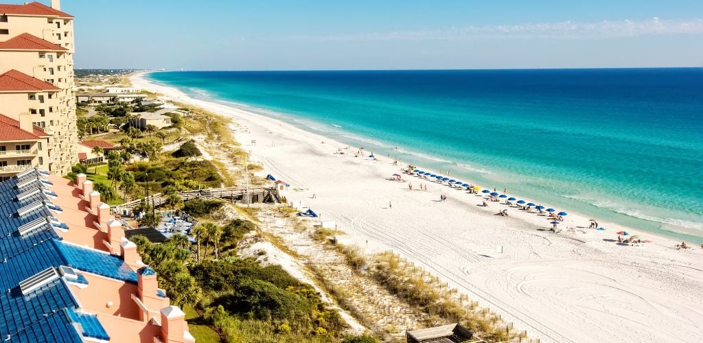 Emerald waters of Miramar beach in Destin Florida, USA. 