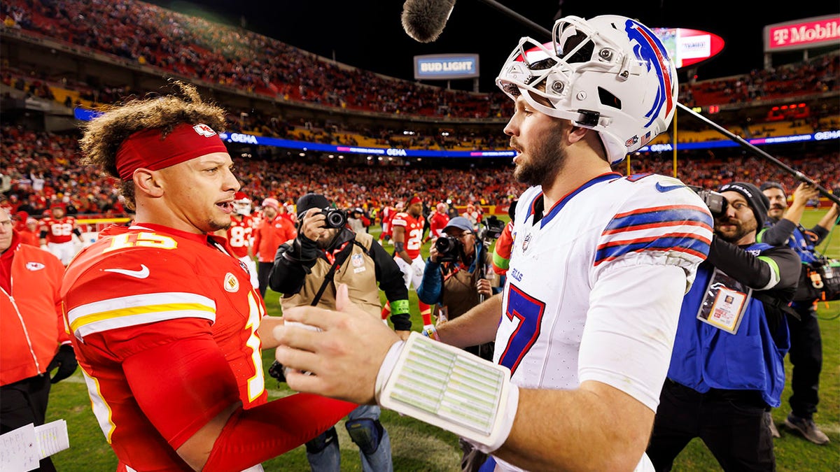 Patrick Mahomes and Josh Allen after a game