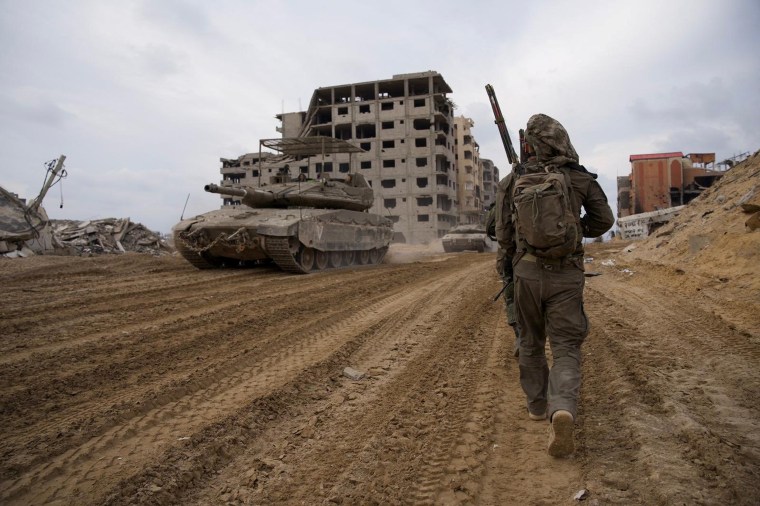 Israeli soldiers operate in the Gaza Strip