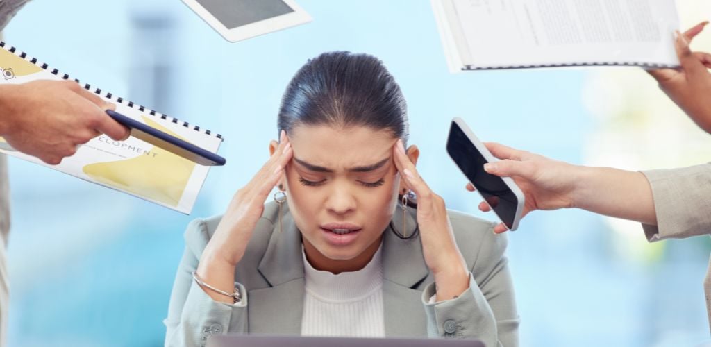 Always Set Healthy Boundaries. Shot of a Young Woman Having a Stress day work