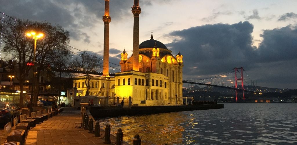Historical Ortaköy Mosque and bridge Beşiktaş İstanbul