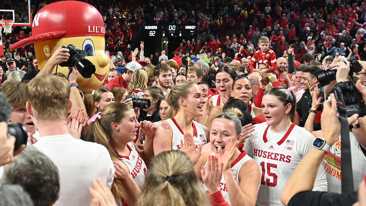 Nebraska fans after Iowa win