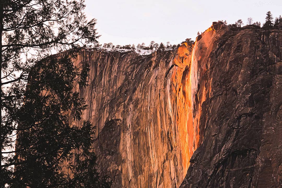 yosemite fire waterfall