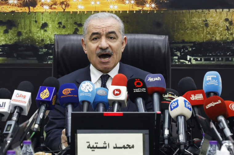 Palestinian Prime Minister Mohammad Shtayyeh announces his resignation in Ramallah on Feb. 26, 2024