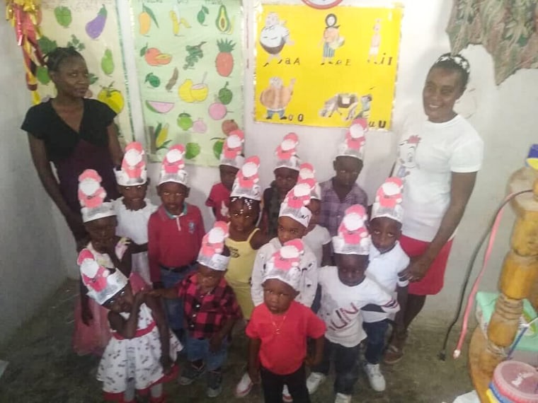 Children in a classroom at Lemer Celest School