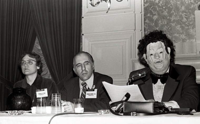 Barbara Gittings, Frank Kameny and John Fryer (Dr. H. Anonymous) at the American Psychiatric Association’s 1972 national convention in Dallas.