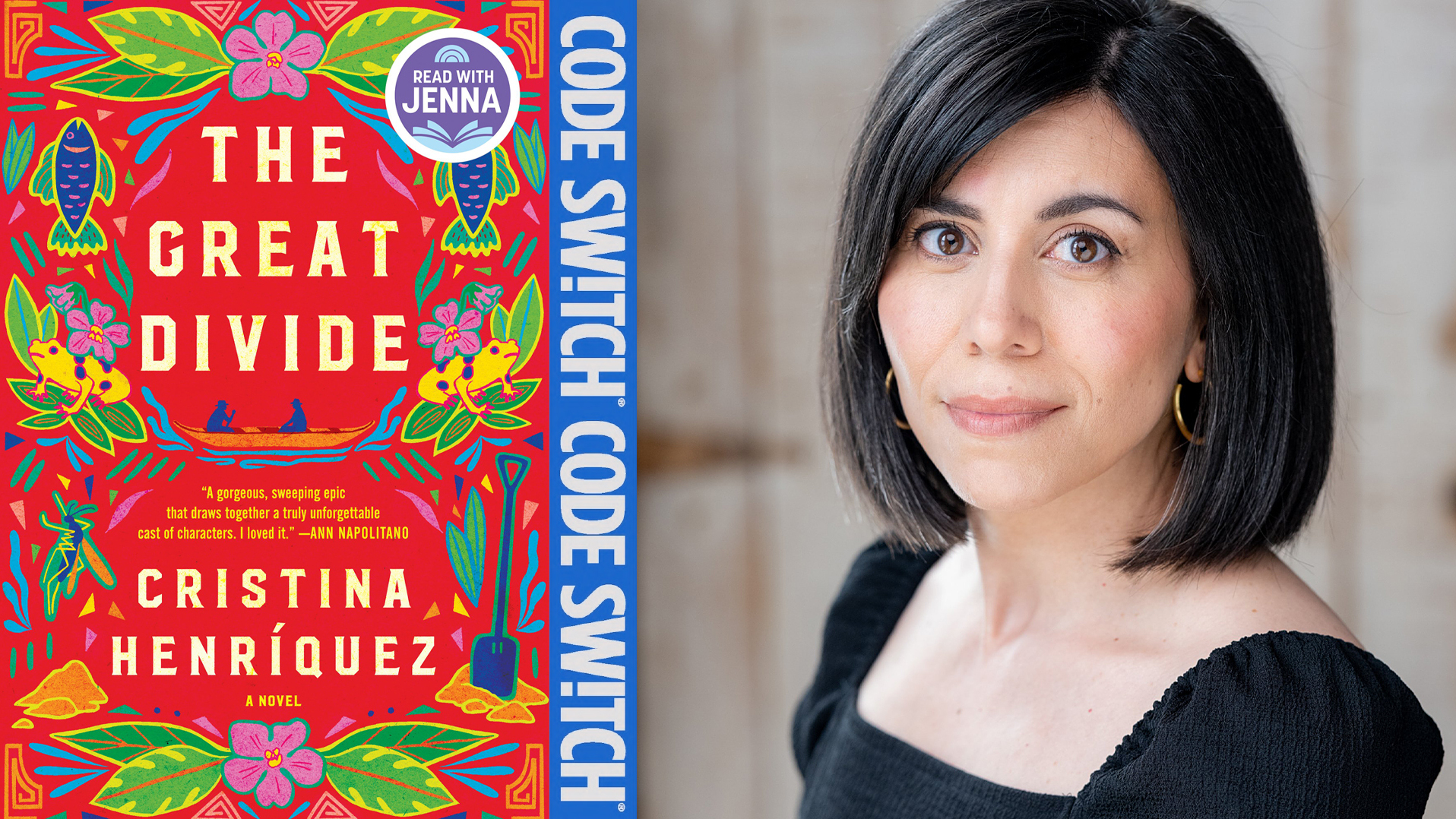 Author Cristina Henriquez next to the cover of her new novel, <em>The Great Divide.</em>‘/></p>
<p>The Panama Canal has been dubbed the greatest engineering feat in human history. It’s also (perhaps less favorably) been called the greatest liberty mankind has ever taken with Mother Nature. But due to climate change, the Canal is drying up and fewer than half of the ships that used to pass through are now able to do so. So how did we get here? Today on the show, we’re talking to Cristina Henriquez, the author of a new novel that explores the making of the Canal. It took 50,000 people from 90 different countries to carve the land in two — and the consequences of that extraordinary, nature-defying act are still echoing through our present.</p>
<p><img src=