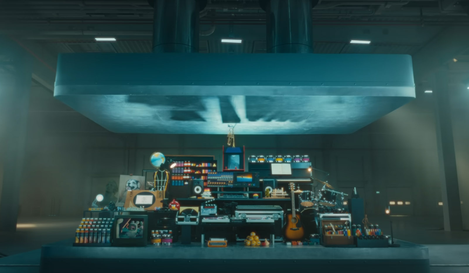 A screenshot from the <a href="https://www.youtube.com/watch?v=ntjkwIXWtrc">new ad for “the thinnest Apple product ever.”</a>‘/></p>
<p>The newest iPad ad depicts instruments, books and art supplies flattened into Apple’s thinnest product ever. But anyone who owns and loves art in any form knows: The practicality isn’t the point.</p>
<p><img src=