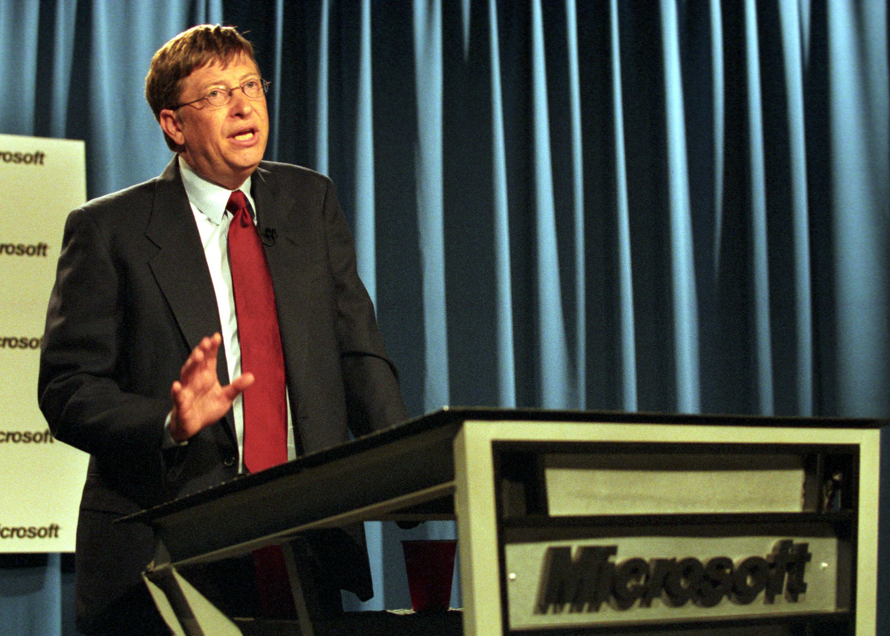 In 2001, Microsoft Chief Software Architect Bill Gates comments at Microsoft headquarters in Redmond, Wash., on the U.S. Court of Appeals decision to overturn a lower court