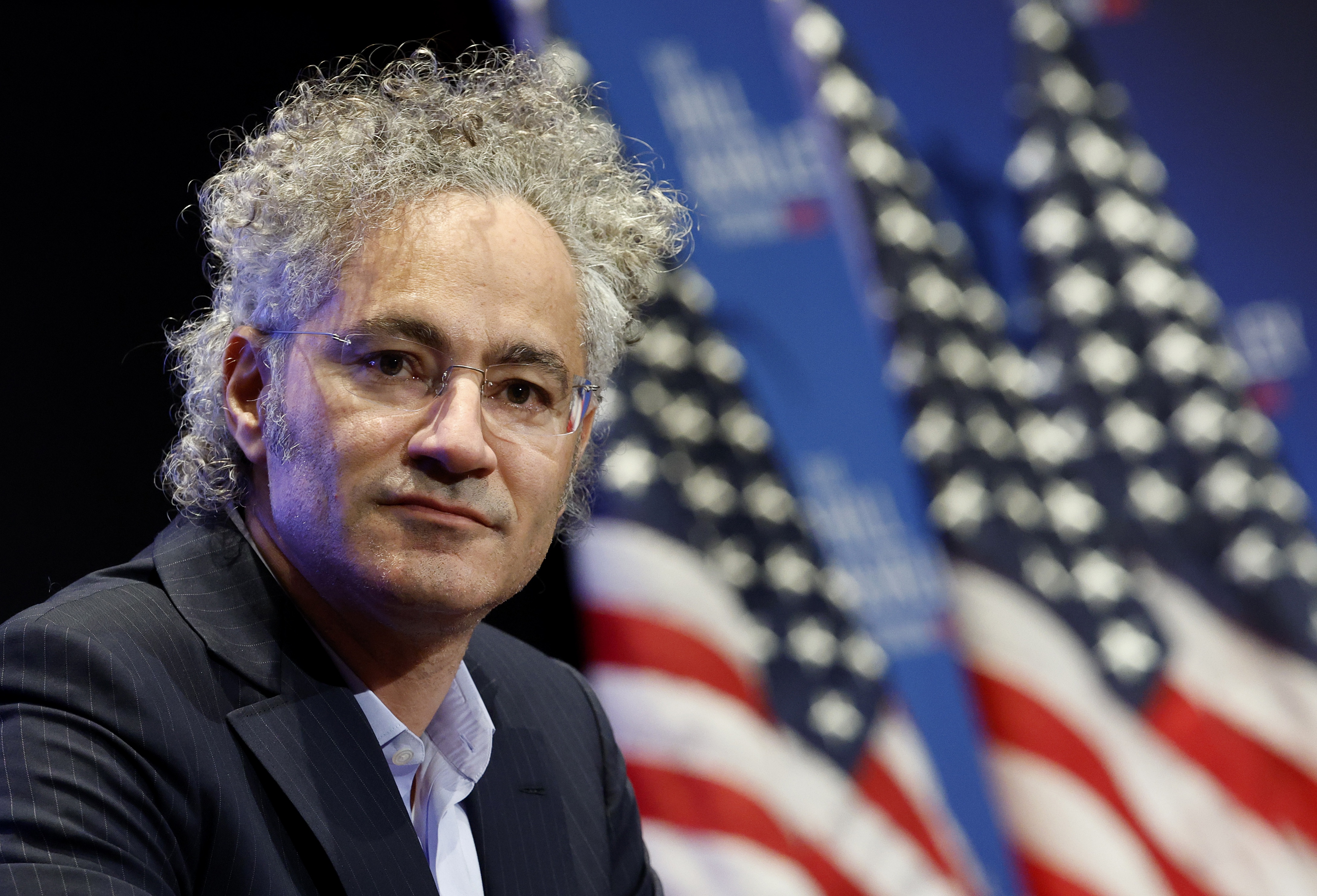 Alex Karp, CEO of Palantir, speaks on a panel at the Hill and Valley Forum at the U.S. Capitol on April 30.