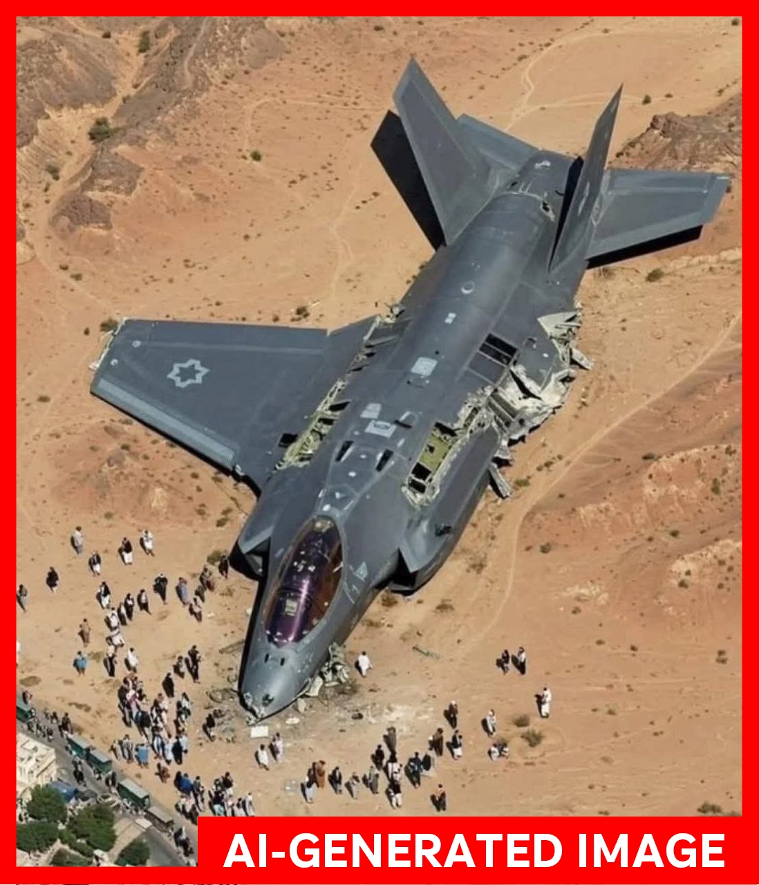 An AI-generated image of a fighter plane shot down in Iran that was published on a parody account on X. Users repeatedly asked the platform