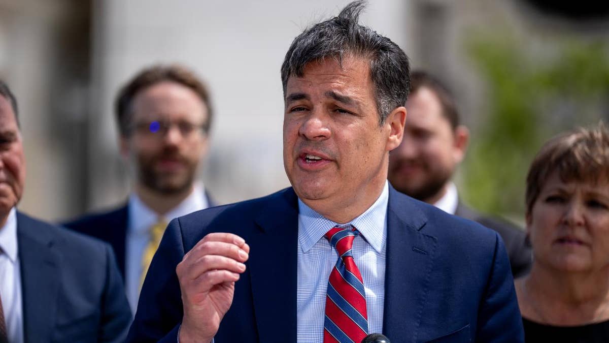 Idaho Attorney General Raul Labrador speaks outside the Supreme Court on April 24, 2024 in Washington, DC. The Supreme Court hears oral arguments today on Moyle v. United States and Idaho v. United States to decide if Idaho emergency rooms can provide abortions to pregnant women during an emergency using a federal law known as the Emergency Medical Treatment and Labor Act to supersede a state law that criminalizes most abortions in Idaho.