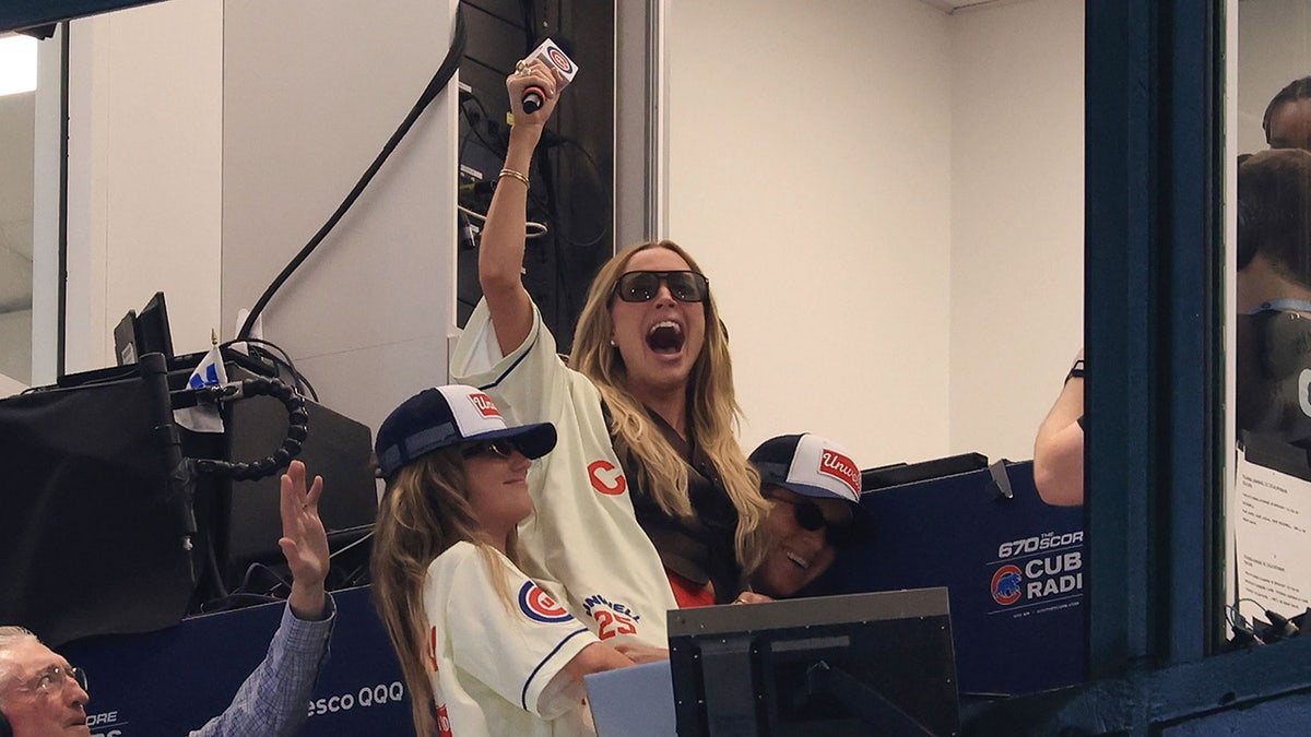 Alex Cooper in Cubs press box