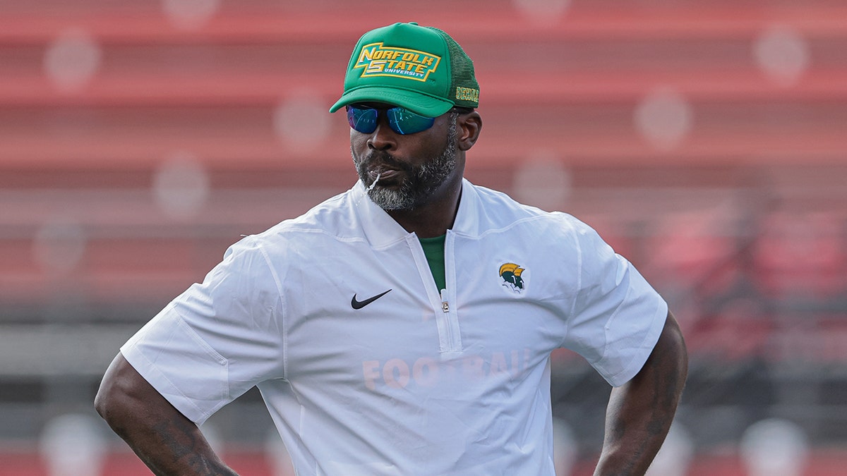 Michael Vick looks on before a game