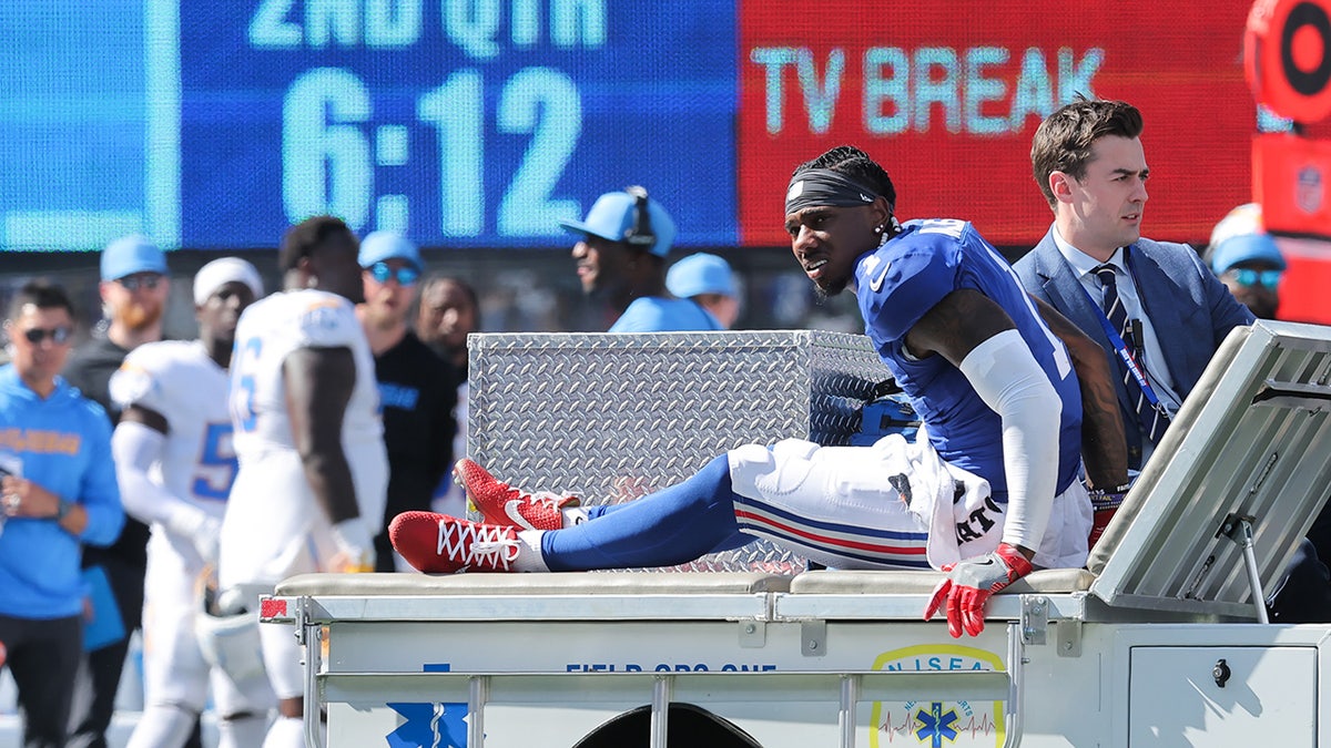 Malik Nabers carted off the field