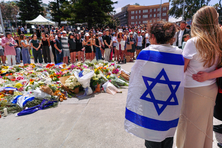 Memorial at Sydney's Bondi Pavilion following mass shooting attack