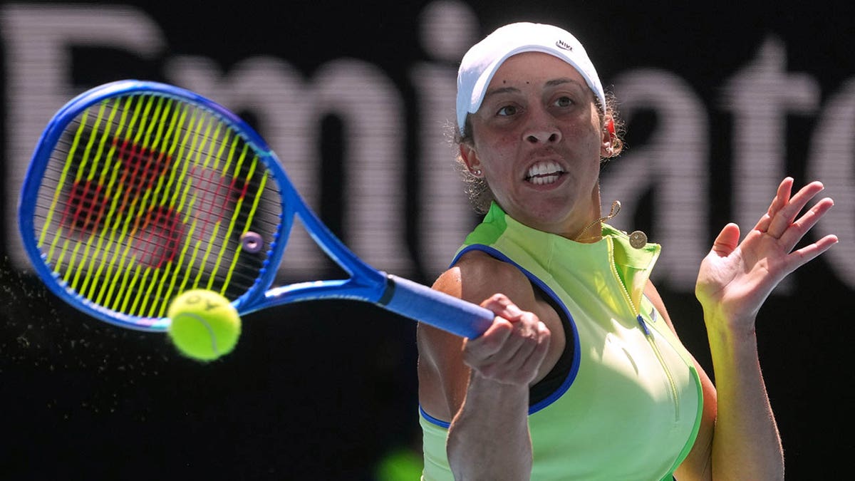 Madison Keys returns a shot