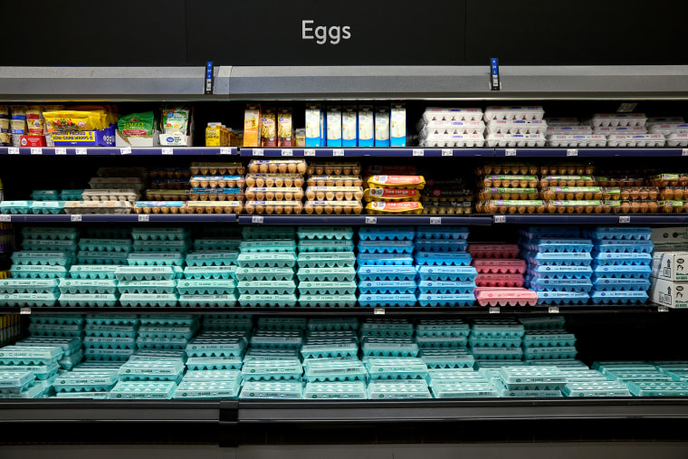Cartons of eggs at a Walmart store in Columbus, Ohio.