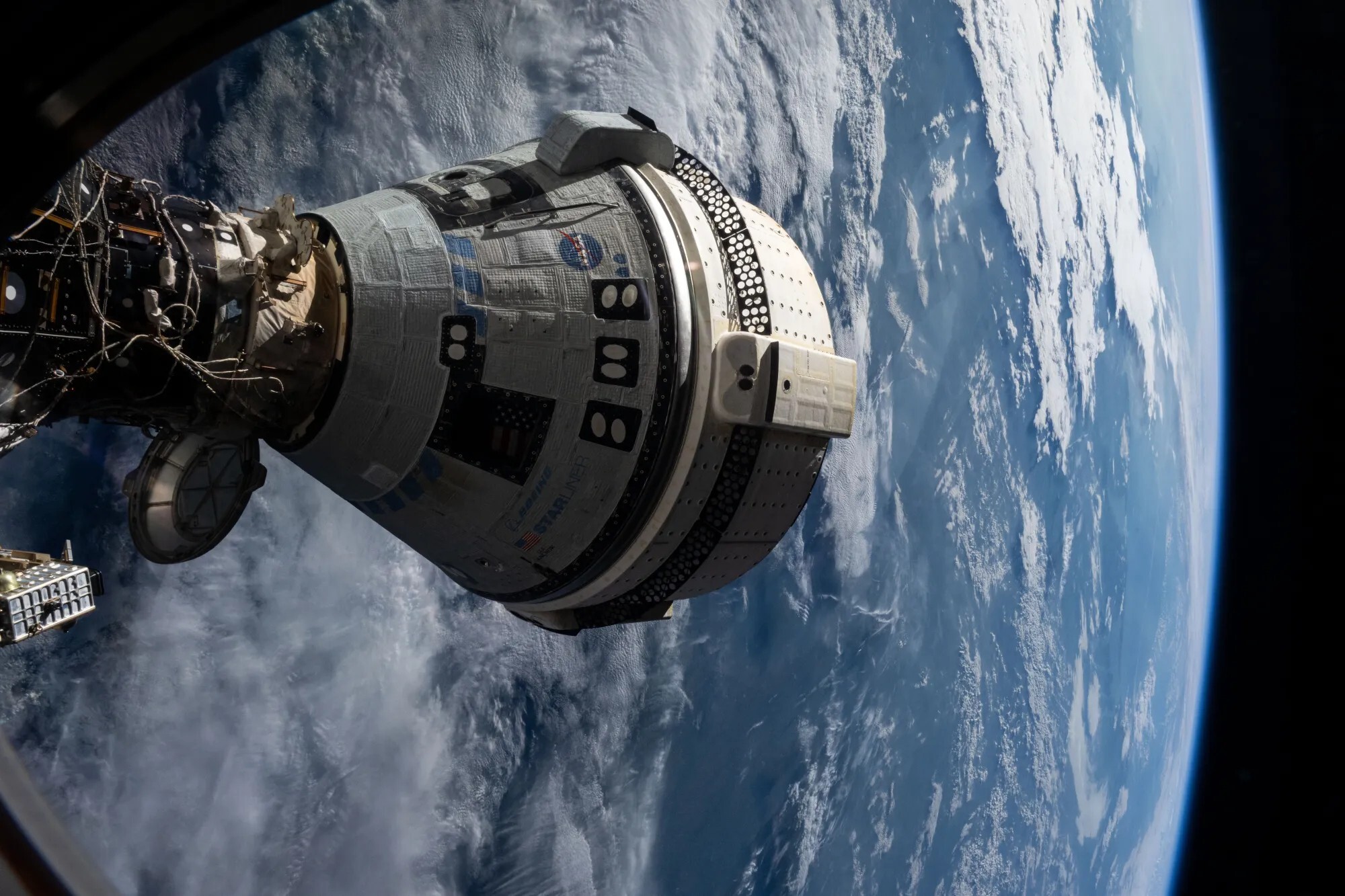 This view from the SpaceX Dragon Endeavour spacecraft shows Boeing