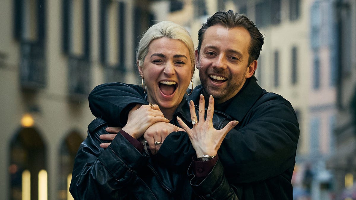 Olivia Smart and Jean-Luc Baker celebrate engagement
