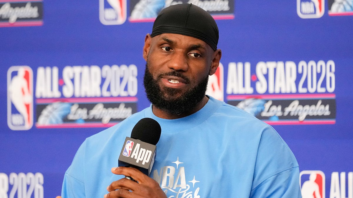LeBron James at a news conference
