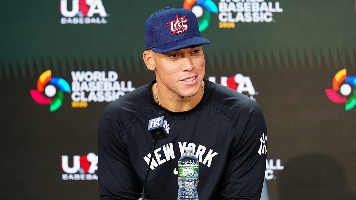 Aaron Judge looks on